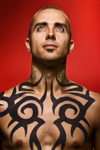 amanda's beautiful tattooed back - burning man 2007 chest tattoo.